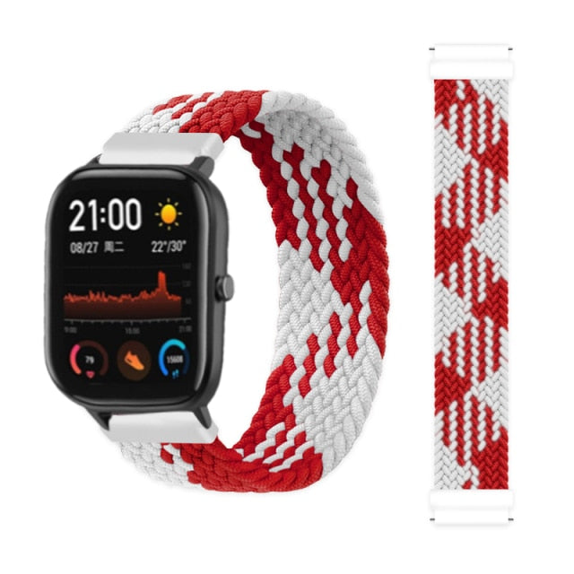 20mm 22mm Braided Solo Loop For Amazfit GTS 2/2e/GTS2 Mini/GTR 42mm 47mm/GTR2/2e/stratos 2/3 Bracelet Watch Amazfit Bip Strap