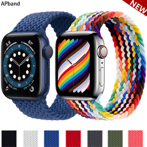 Braided Solo Loop For Apple Watch band 44mm 40mm 42mm 38mm Fabric Nylon Elastic Belt Bracelet iWatch 3 4 5 SE 6 Strap