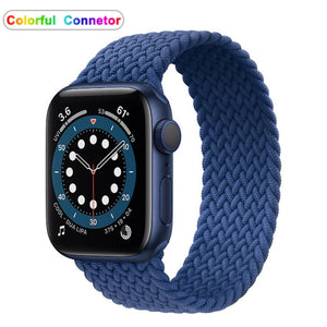 Solo Nylon Braid Strap for Apple Watch Band 6 se 5 4 3 44mm 40mm 38mm 42mm Elastic Sports Bracelet for IWatch Series 6 5 4 3 2 1