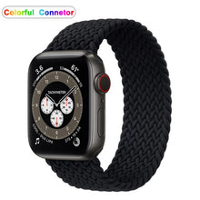 Load image into Gallery viewer, Solo Nylon Braid Strap for Apple Watch Band 6 se 5 4 3 44mm 40mm 38mm 42mm Elastic Sports Bracelet for IWatch Series 6 5 4 3 2 1
