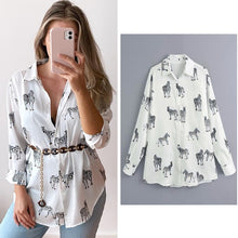 Load image into Gallery viewer, women satin blouse long sleeve zebra print shirts vintage office ladies tops femme chandails za 2020 fashion blusa de mujer ins
