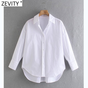 Zevity New Women Simply Candy COlor Single Breasted Poplin Shirts Office Lady Long Sleeve Blouse Roupas Chic Chemise Tops LS9114