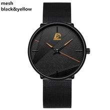 Ladda upp bild till gallerivisning, reloj hombre 2021 Fashion Watches Men Classic Black Ultra Thin Stainless Steel Mesh Belt Quartz Wrist Watch relogio masculino
