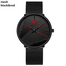 Ladda upp bild till gallerivisning, reloj hombre 2021 Fashion Watches Men Classic Black Ultra Thin Stainless Steel Mesh Belt Quartz Wrist Watch relogio masculino
