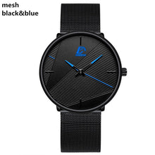 Ladda upp bild till gallerivisning, reloj hombre 2021 Fashion Watches Men Classic Black Ultra Thin Stainless Steel Mesh Belt Quartz Wrist Watch relogio masculino
