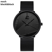 Ladda upp bild till gallerivisning, reloj hombre 2021 Fashion Watches Men Classic Black Ultra Thin Stainless Steel Mesh Belt Quartz Wrist Watch relogio masculino
